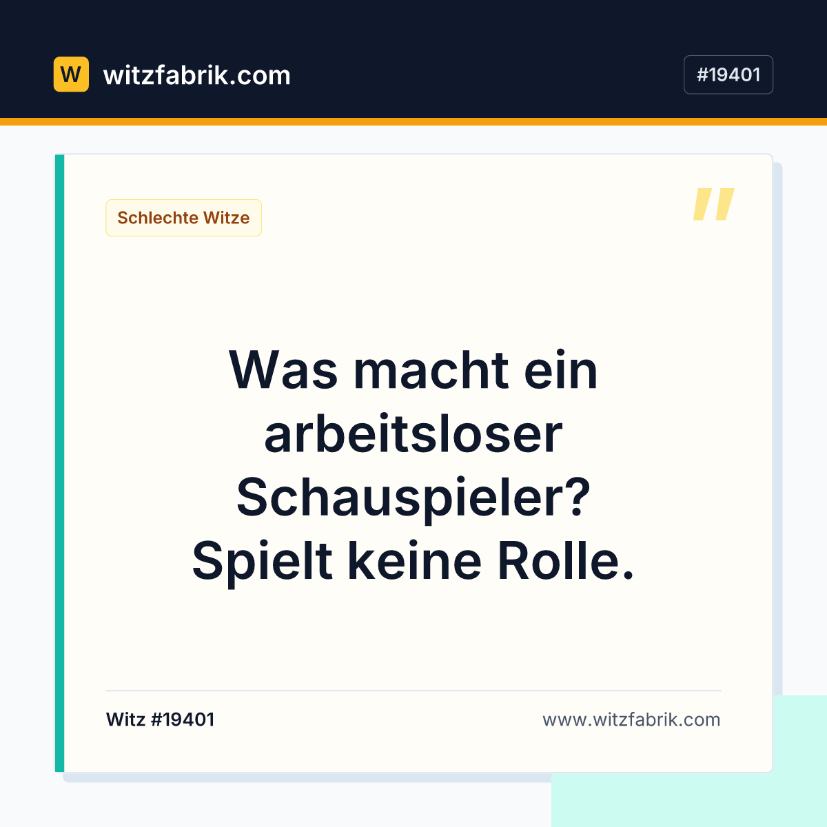 Was macht ein arbeitsloser Schauspieler? Spielt keine Rolle.