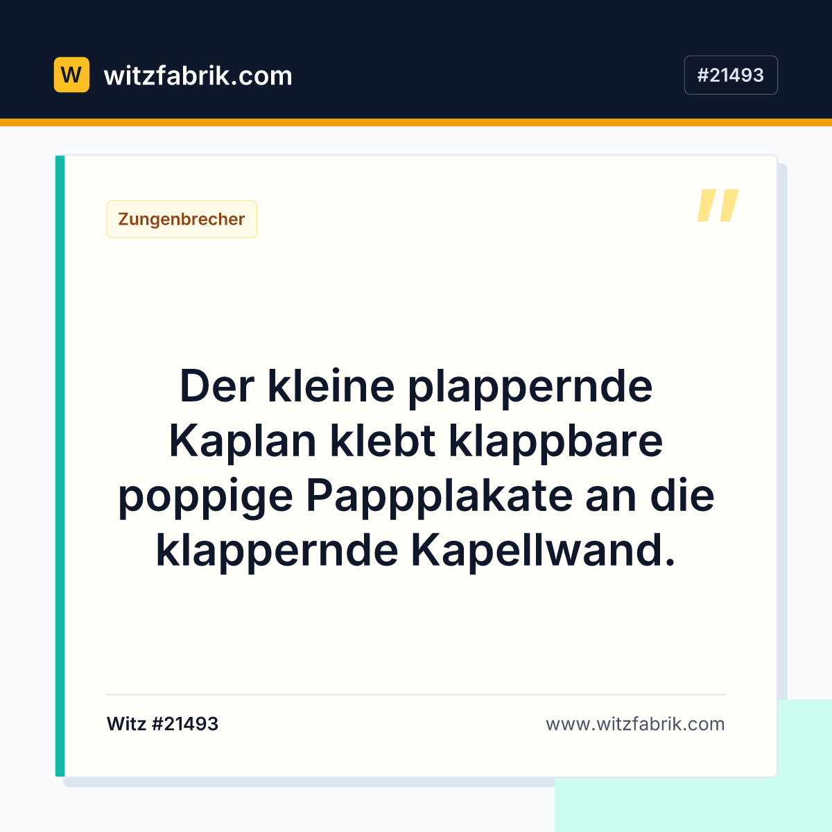 Der kleine plappernde Kaplan klebt klappbare poppige Pappplakate an die klappernde Kapellwand.