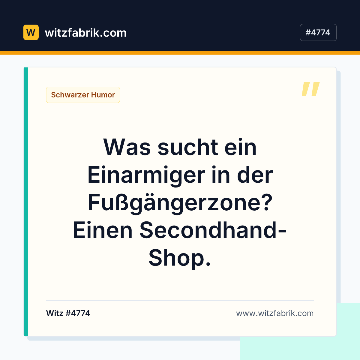 Was sucht ein Einarmiger in der Fußgängerzone? Einen Secondhand-Shop.