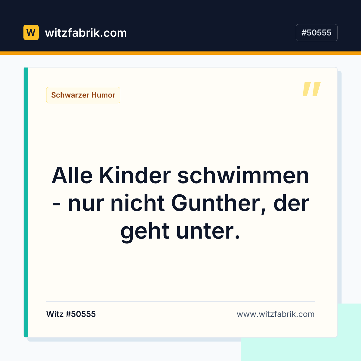 Alle Kinder schwimmen - nur nicht Gunther, der geht unter.