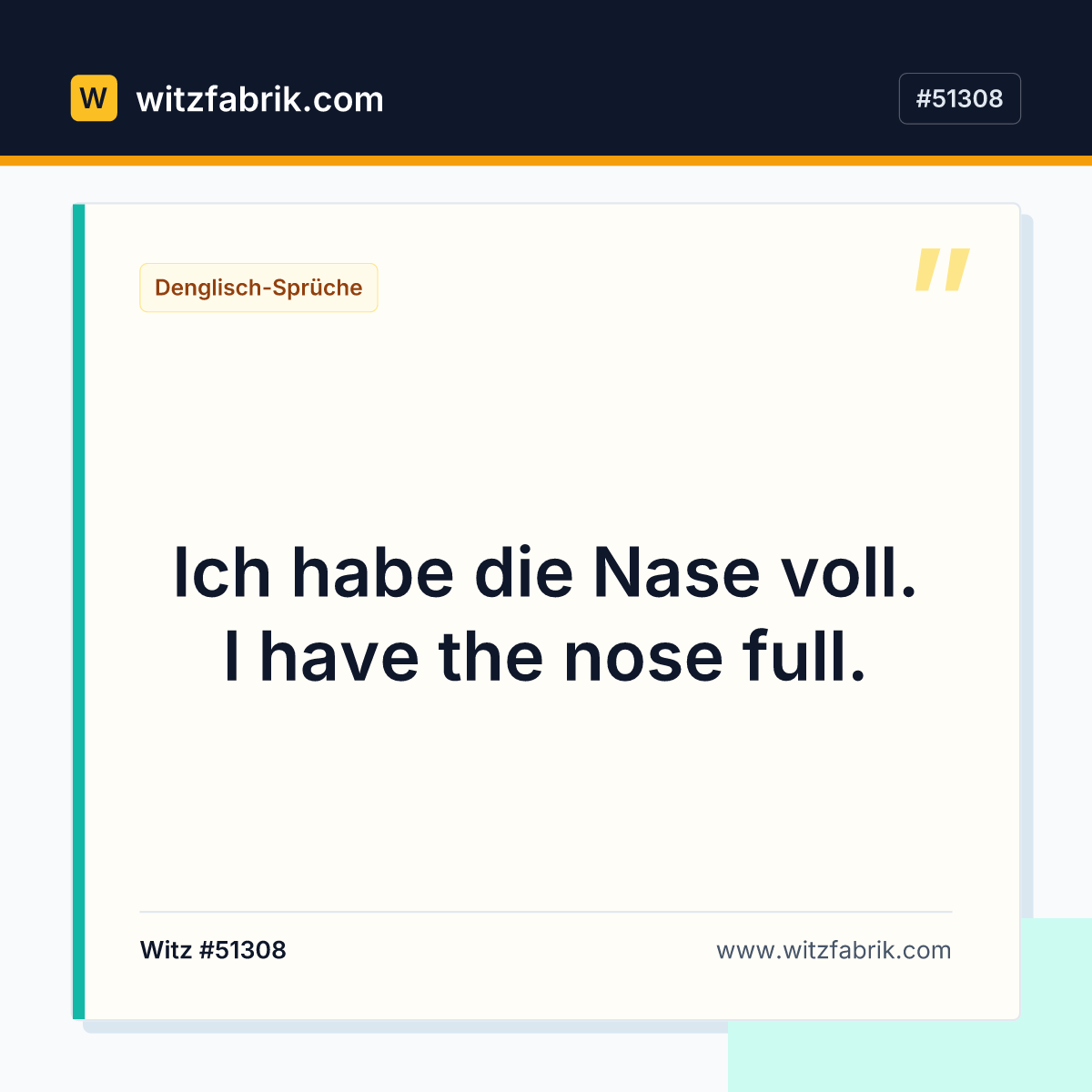 Ich habe die Nase voll. I have the nose full.