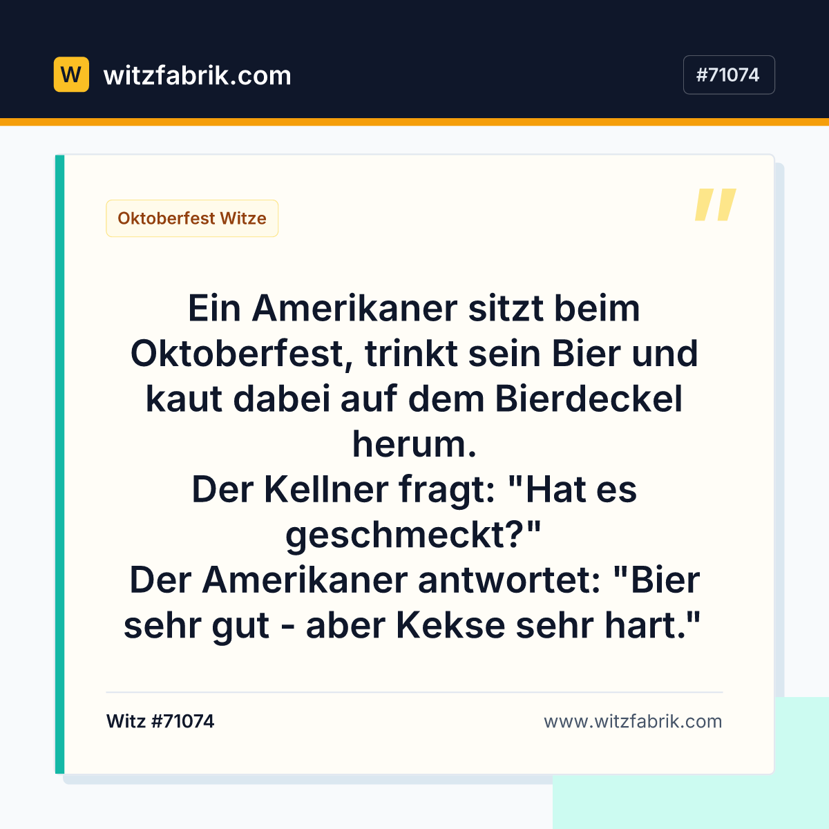 Ein Amerikaner sitzt beim Oktoberfest, trinkt sein Bier und kaut dabei auf dem Bierdeckel herum.